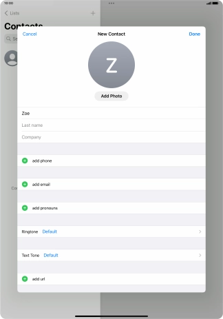 Press Last name and key in the last name.