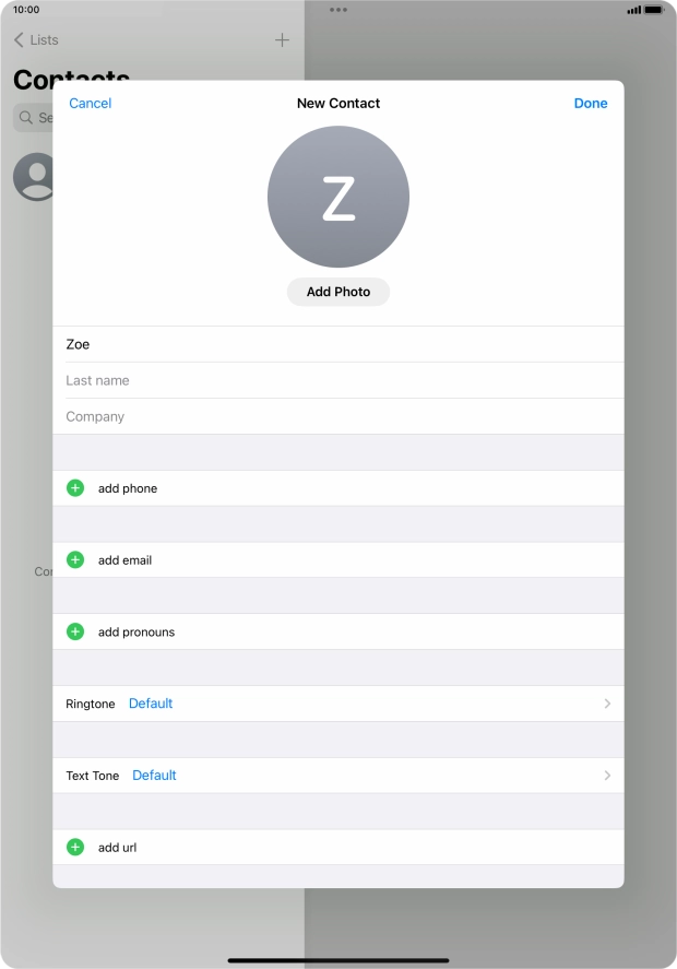 Press Last name and key in the last name.