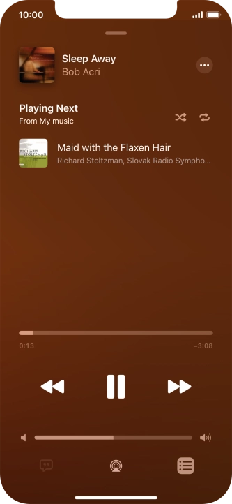 Press the shuffle icon to turn the function on or off. Press the shuffle icon to turn the function on or off.