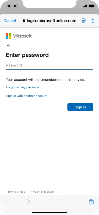 Press Password and key in the password for your email account.