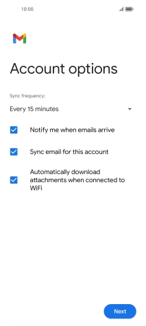 If this screen is displayed, you email account has been recognised and set up automatically. Follow the instructions on the screen to key in more information and finish setting up your email account.