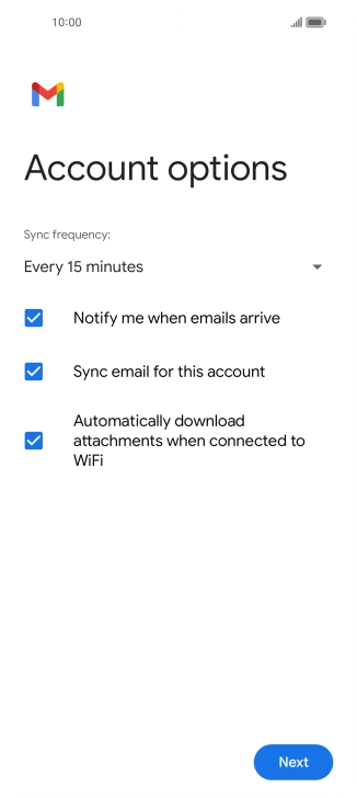 If this screen is displayed, you email account has been recognised and set up automatically. Follow the instructions on the screen to key in more information and finish setting up your email account.
