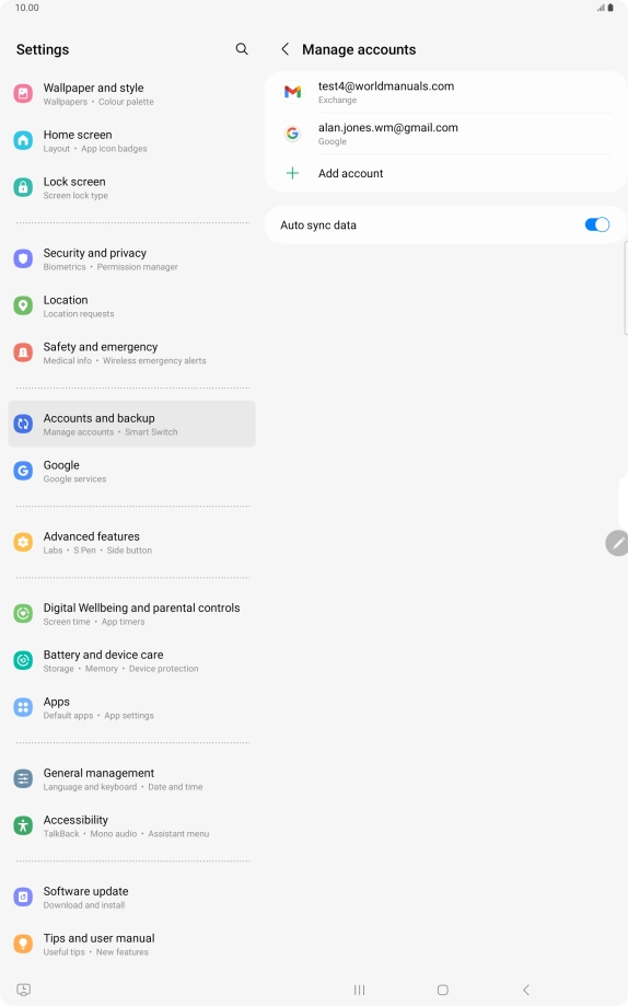 Press the required email account.