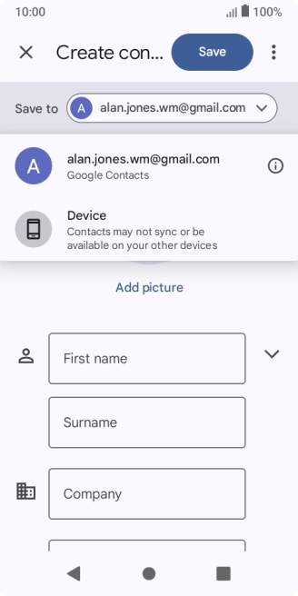 Press the required Google account. Press the required Google account.