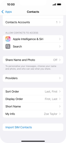 Press Import SIM Contacts.