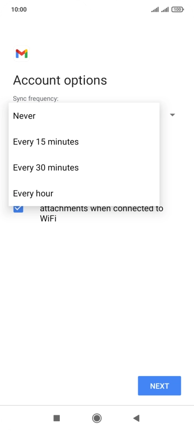 Press the required setting.