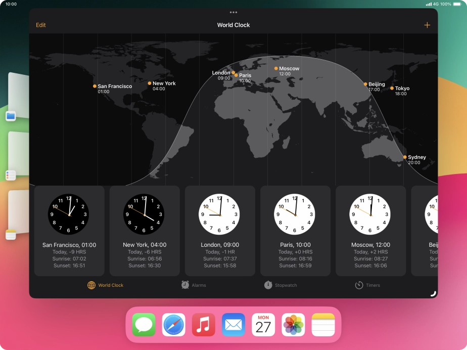 The active application is displayed at the centre of the screen.