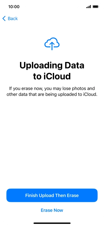 Press the required setting.