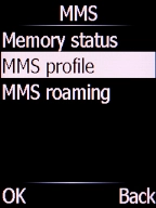 Select MMS profile and press the Left selection key.