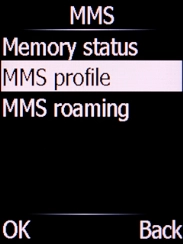 Select MMS profile and press the Left selection key.