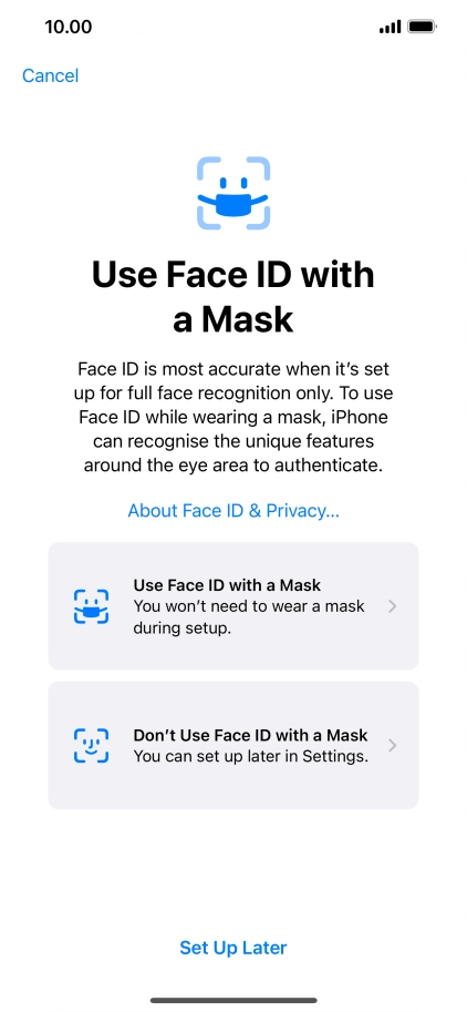 Press Set Up Later. Press Set Up Later.