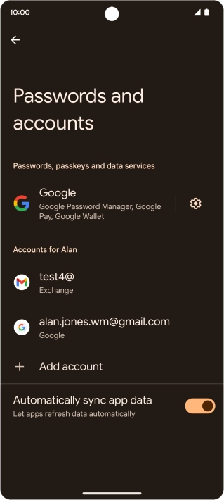 Press the required email account.