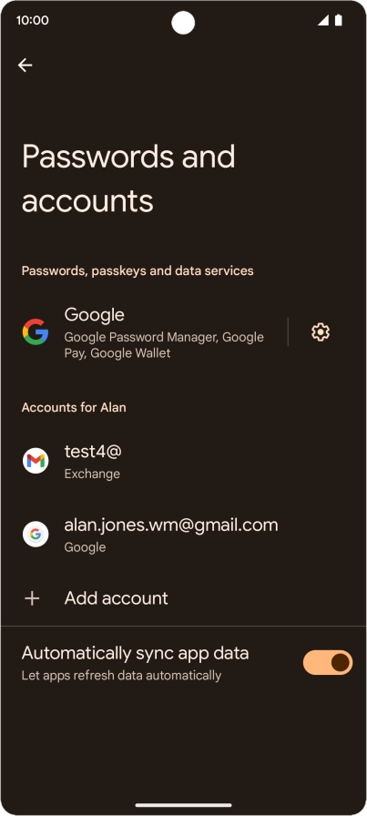 Press the required email account.