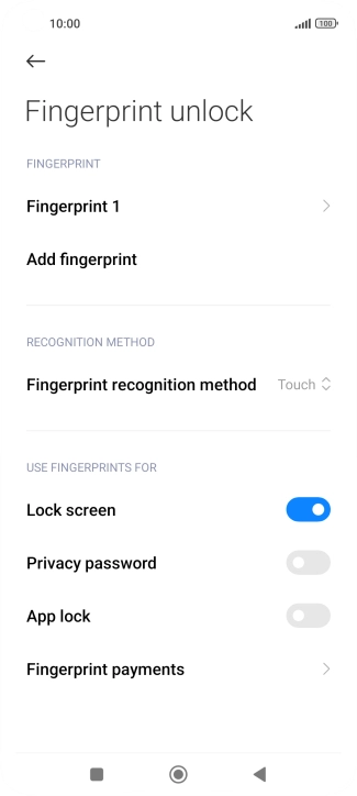 Press the indicators next to the required settings to turn them on or off.