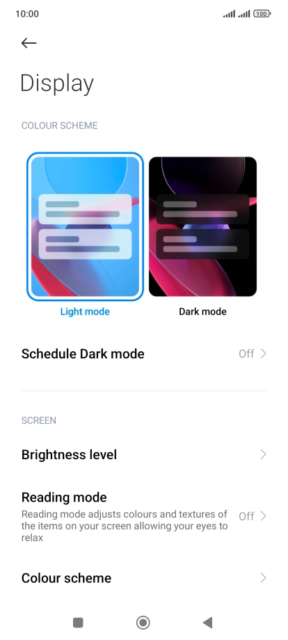 Press Brightness level.