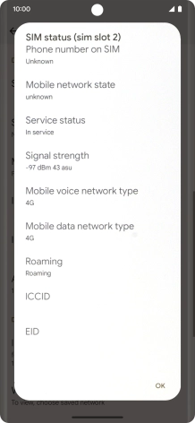 Your phone's EID number is displayed below EID. Your phone's EID number is displayed below EID.