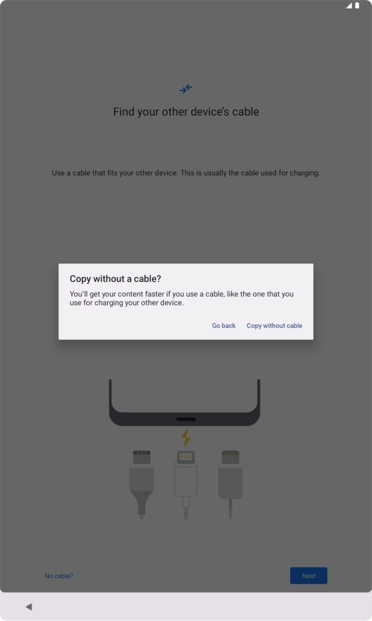 Press Copy without cable.