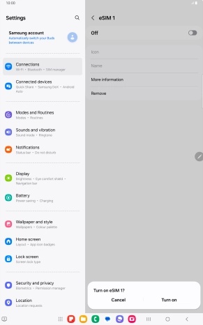 If you turn on eSIM, press Turn on.