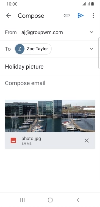 Press the text input field and write the text for your email message.