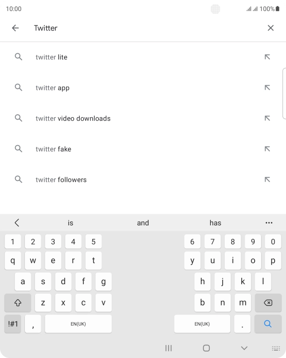 Key in Twitter and press the search icon.