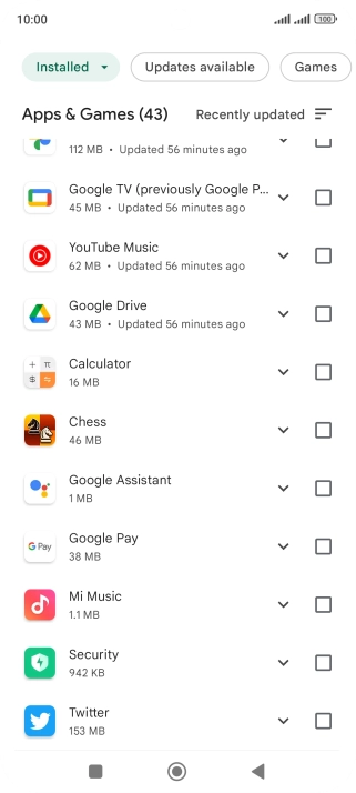 Press the required app.