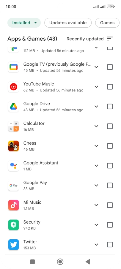 Press the required app.