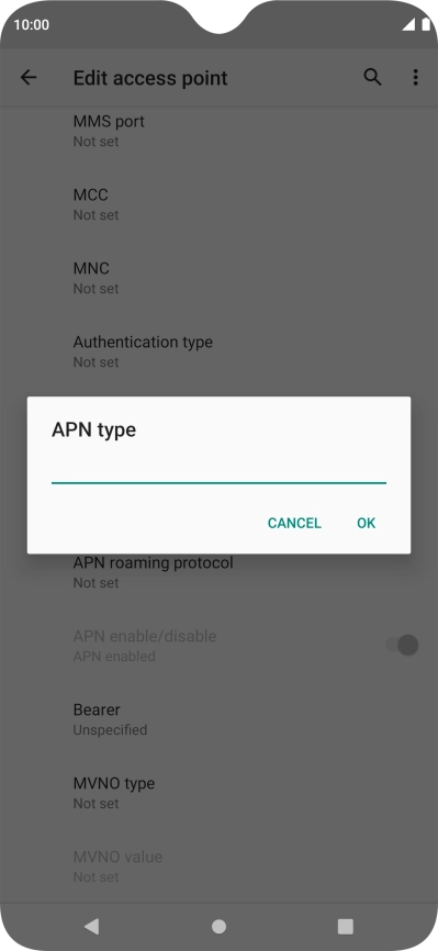 Key in default and press OK.