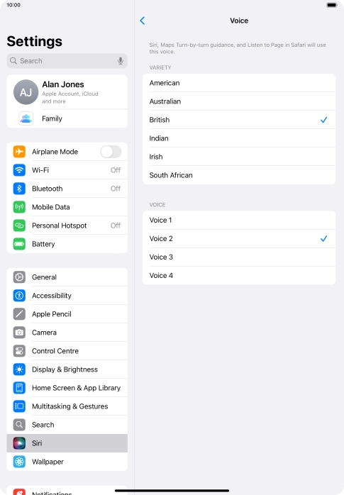 Press the required accent.