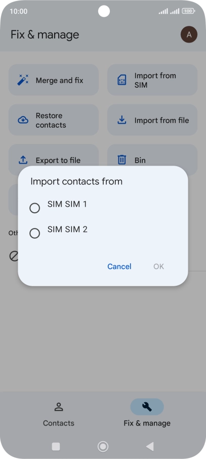 Press the required SIM.