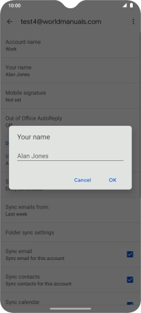 Key in the required sender name and press OK.