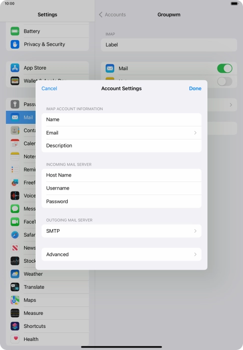 Press SMTP. Press SMTP.