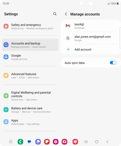 Press the required email account.