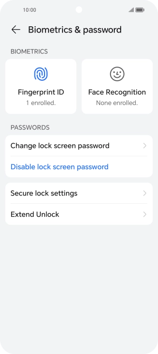 Press Disable lock screen password and key in the additional phone lock code you created earlier.