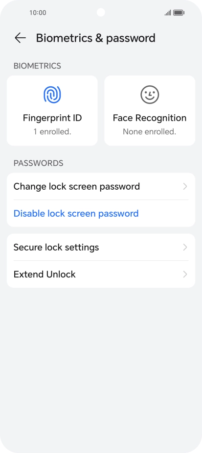 Press Disable lock screen password and key in the additional phone lock code you created earlier.