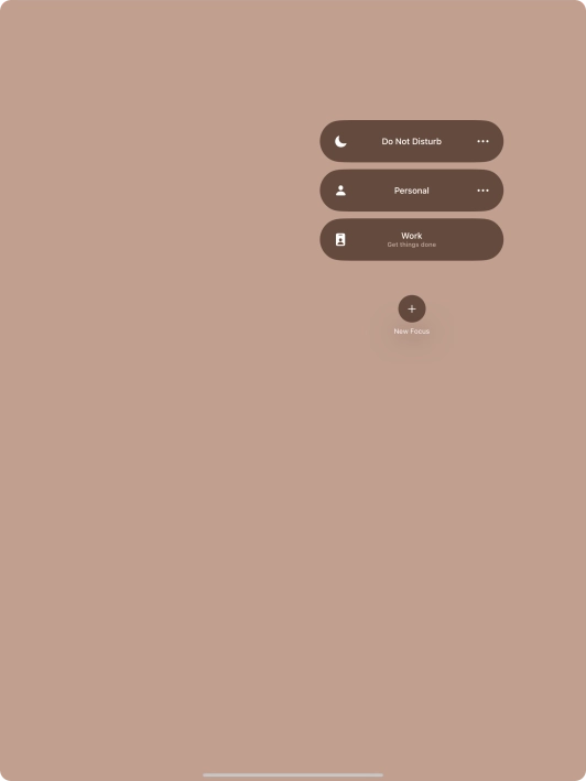 Press the required focus mode to activate or deactivate it immediately.