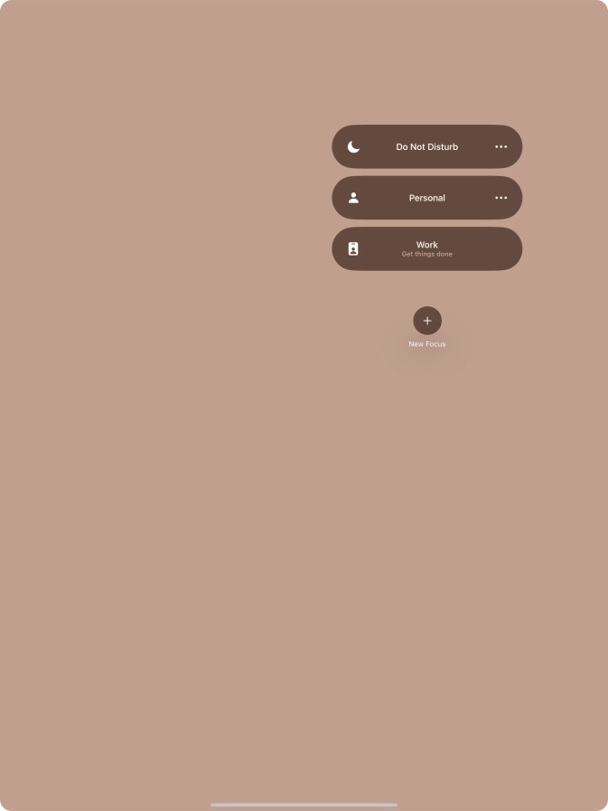 Press the required focus mode to activate or deactivate it immediately.