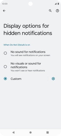 Press the fields next to the required settings to turn display of the selected notification types on or off. Press the fields next to the required settings to turn display of the selected notification types on or off.