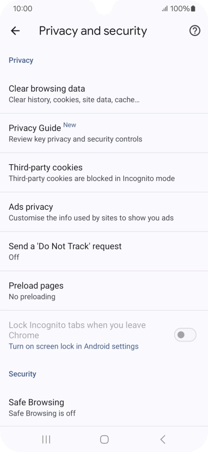 Press Clear browsing data. Press Clear browsing data.