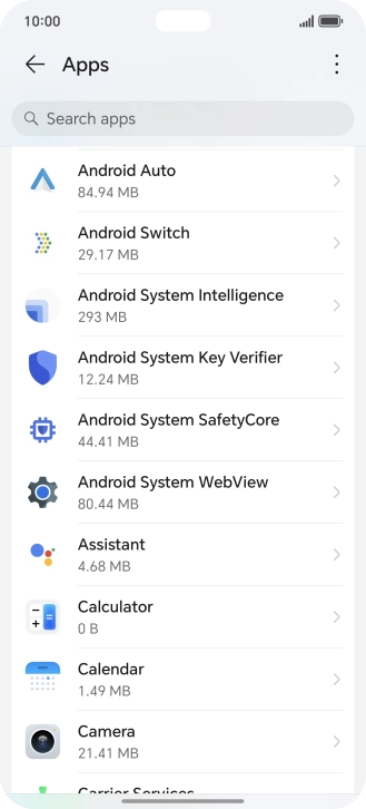 Press the required app.
