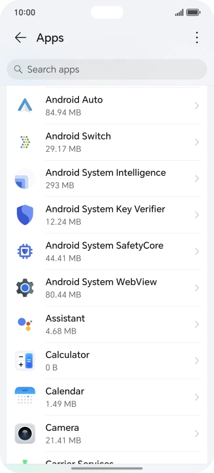 Press the required app.