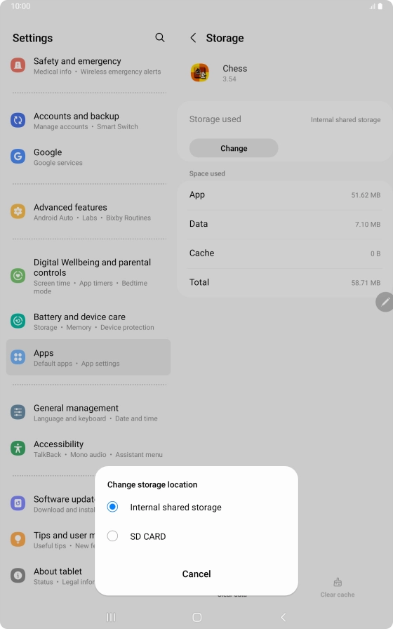 Press the name of the memory card. Press the name of the memory card.