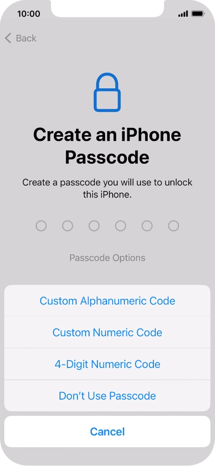 Follow the instructions on the screen to turn on use of phone lock code or press Don't Use Passcode. Follow the instructions on the screen to turn on use of phone lock code or press Don't Use Passcode.