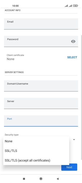 Press the required setting.