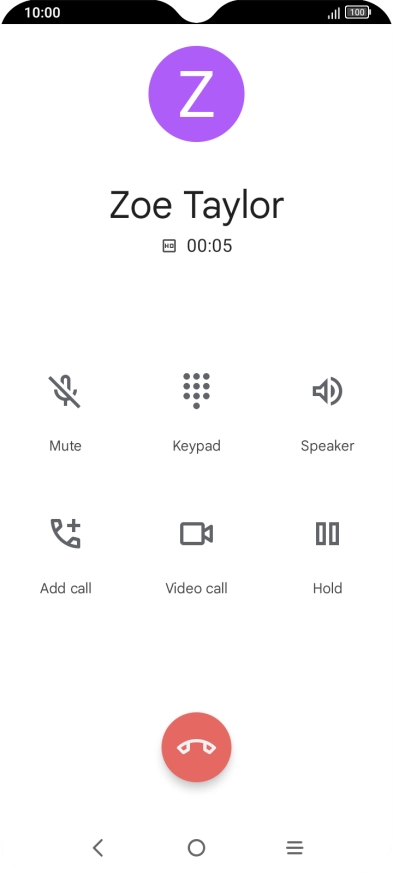 Press the end call icon.