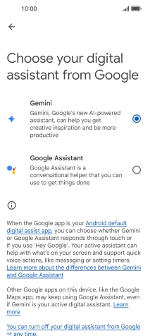 Press the required voice control assistant.