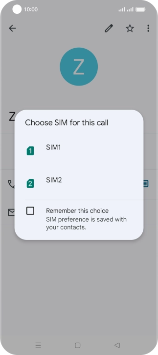 Press the required SIM.