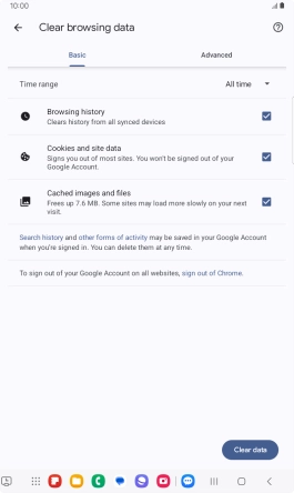 Press the fields next to the required data types.