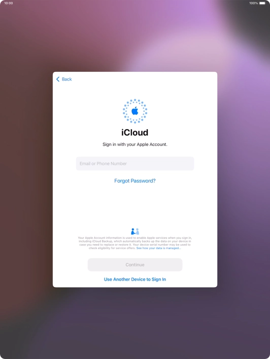 Press Email or Phone Number and key in the username for your Apple ID.
