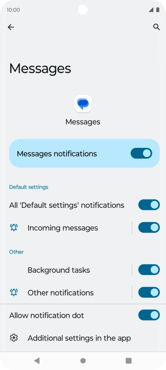 Press Incoming messages.