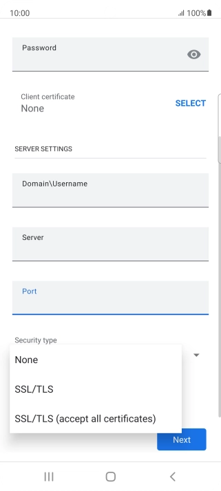 Press the required setting.